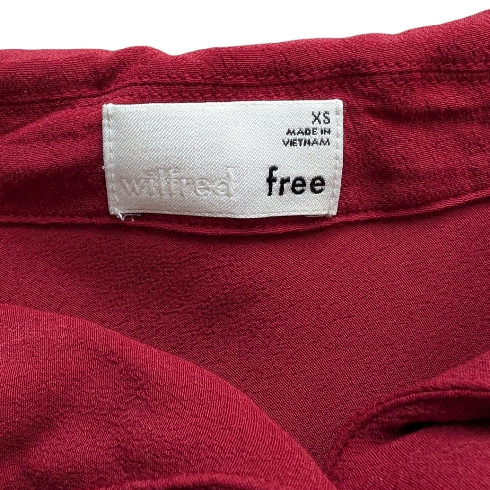 Aritzia Wilfred Free Blouse Women XS Red Button Down - Picture 9 of 11